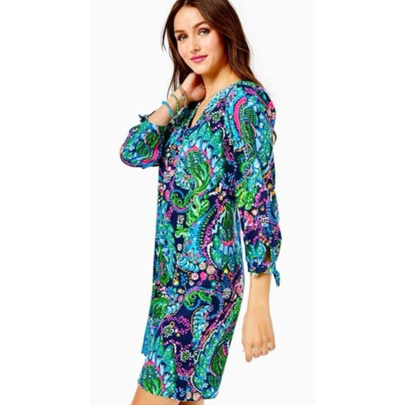 Lilly Pulitzer 2XL women's Cath Take Me To The Sea Cotton Shift Dress XXL - Picture 4 of 14